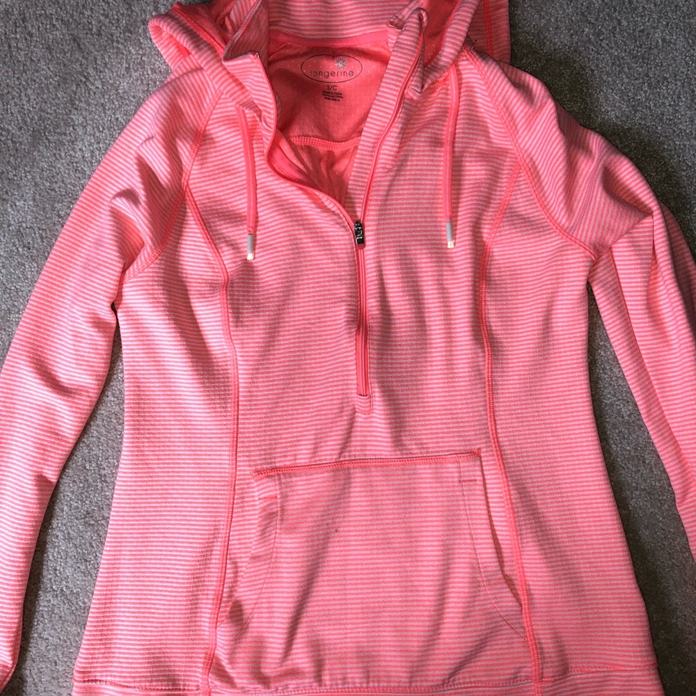 Coral Striped Half Zip